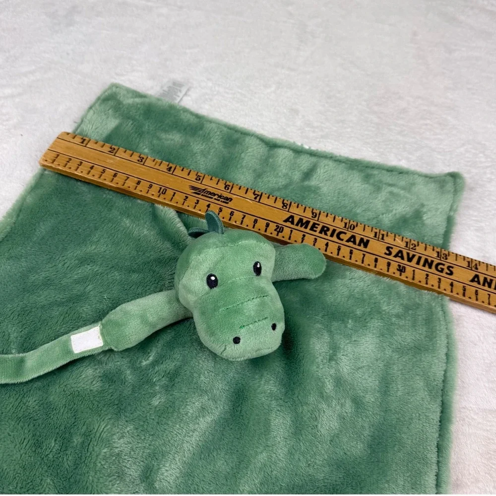 Carters Green Alligator Security Blanket Lovey Pacifier Holder Striped 68260